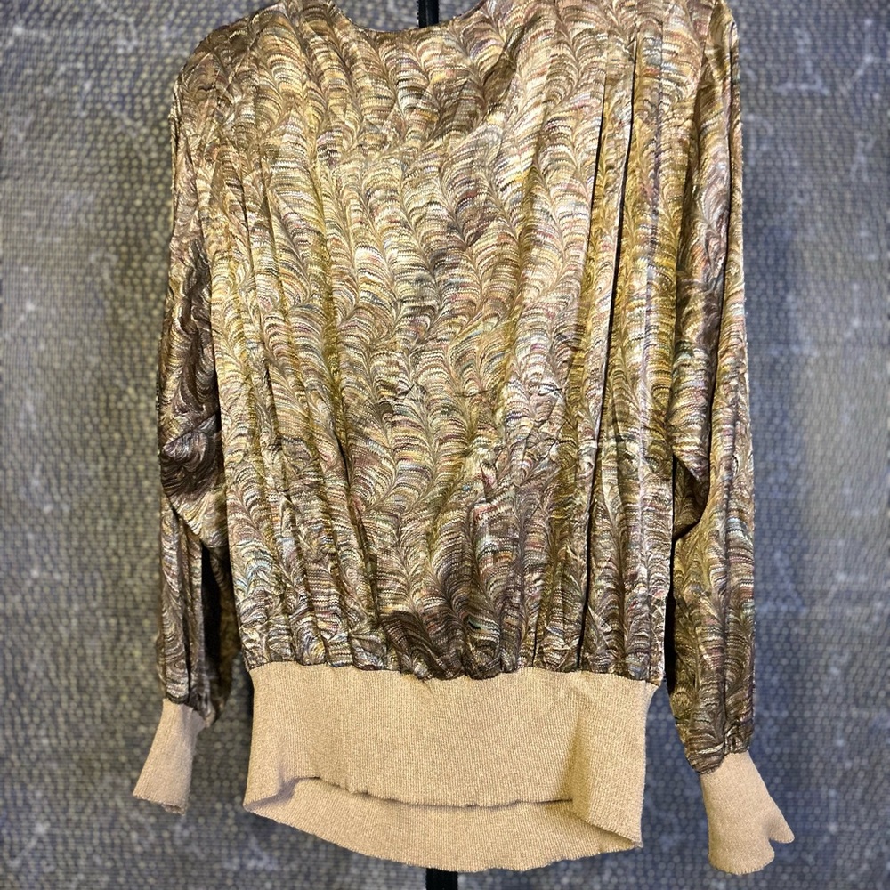 Vintage Feather Patterned Blouse